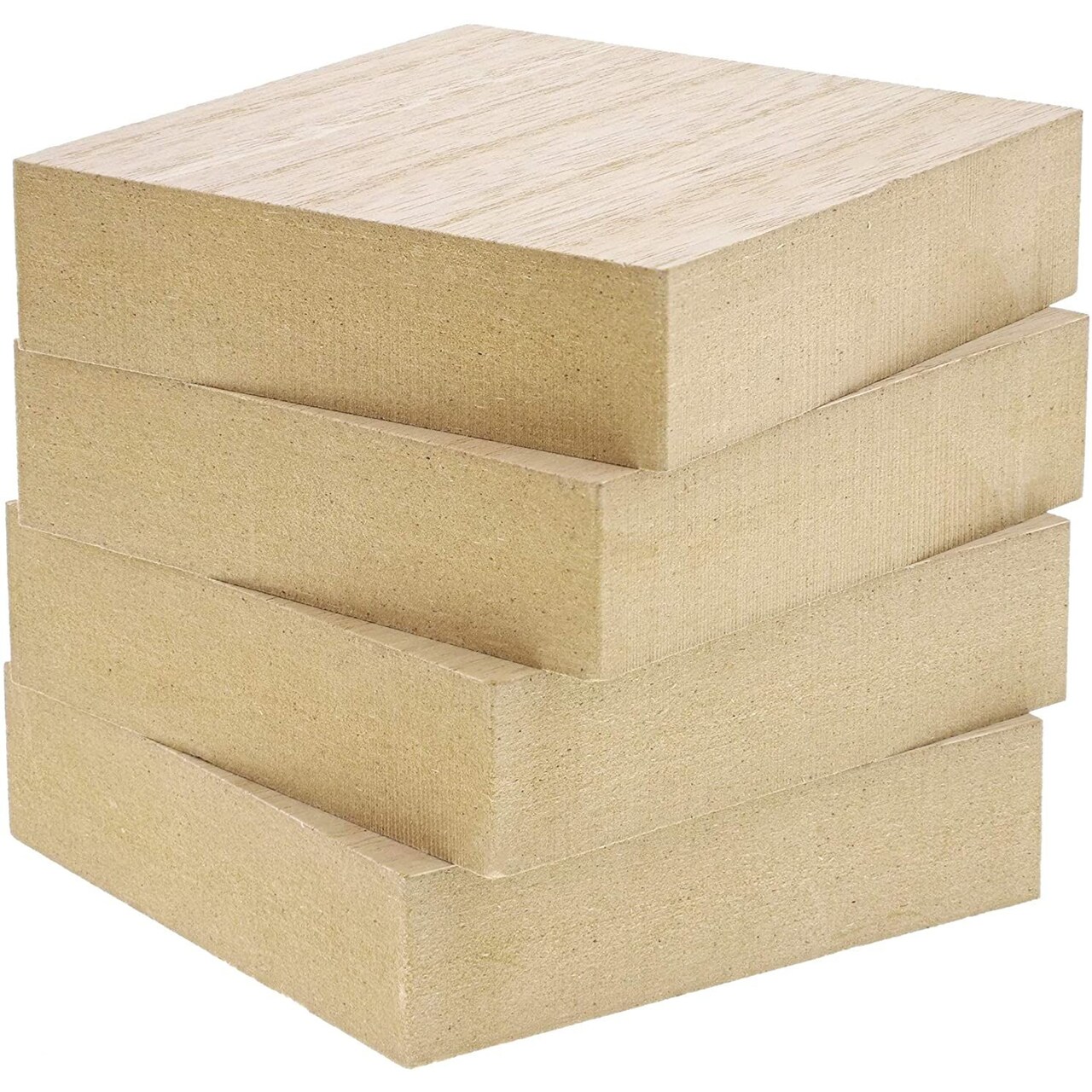 Unfinished MDF Wood Blocks for Crafts, 1 In Thick Wooden Square Blocks (4x4 In, 4 Pack)